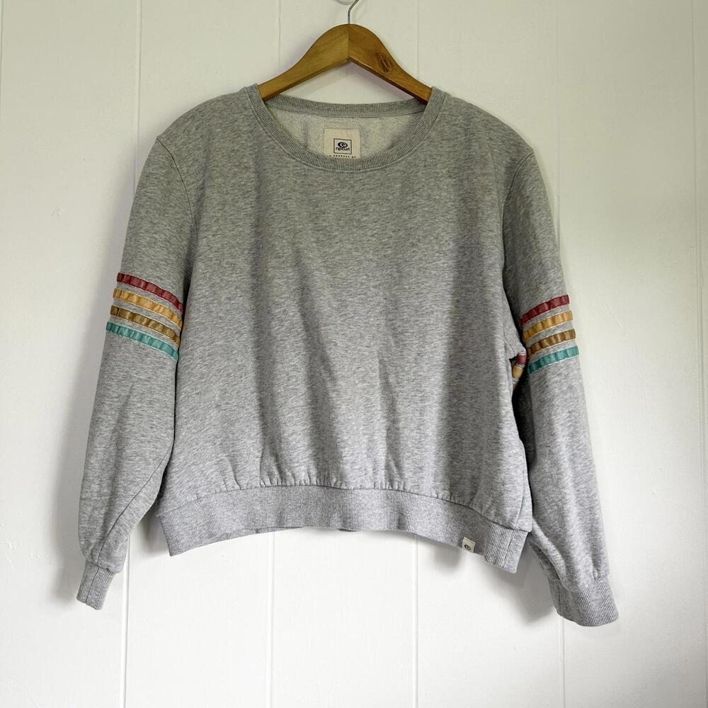 Rip Curl Gray Striped Long Sleeve Pullover Crewneck Sweater Women's Small